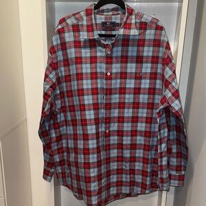 Vineyard Vines Classic Fit Tucker Shirt in Red, Green and Blue Plaid